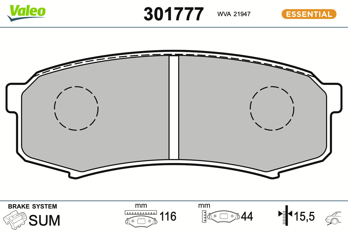 Jeu de 4 plaquettes de frein VALEO ref. 301777